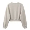 Ontwerp vrouwen mode sweatshirt sets casual lente zomer crop top broek pak katoen 210928