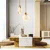 Marble pendant Lamp Kitchen Island Dining room led lustre nordic design Round stone suspension light fixtures