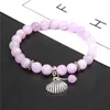 Beaded Strands Shell Bracelets Women Jewelry Natural 8 Mm Kunsite Chalcedony Stone Bracelet Bohemian Fashion Beads Charm Pulseras Men Mala F