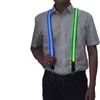 LED Clip-on Suspenders Glowing Adjustable Printing Elastic Y-shaped Braces Luminous Trouser Straps for Men (Red)