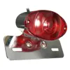 5W Motorcycle Rear Cat Eye Brake Tail Light Red Lens With Chrome Number Plate Bracket