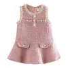 I nuovi vestiti caldi delle ragazze di inverno del bambino scherza il vestito rosa dalla principessa della maglia che spedice liberamente 210303