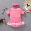 Enfants vêtements filles 2021 été nouveau-né bébé filles maille jupe barboteuse + bandeaux 2 pièces/ensemble Boutique enfants combinaisons vêtements M3307