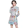 Mode meisje jurk lange mouwen boutique bedrukt jurk 2022 lente herfst floral jurk high-end trend dame jurken