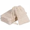 9 * 14cm algodão linho saco de sabão scrubbers Tipo de boca de boca Proteção Ambiental Handmade Foaming Net DH9578