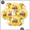 Event Festive Supplies Home & Garden Party Decoration 10Pcs Fireman Balloon Firetruck Happy Birthday Banner Kids Firefighter Theme Confetti