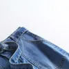 Saias de jeans da cintura alta feminino Saias de lápis Midi Lápis de primavera de rua de verão Mid Split 210306