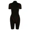 PENERAN Shorts Sport Jumpsuit Women Sportswear Dry Fit Short Sports Overalls Black Summer Gym Clothing Zipper Yoga Costume T200610