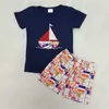 Wholesale Baby Boy Summer Tractor Clothing Blue Short Sleeve Truck Pocket Shirt Shorts Children Boutique Kids Set Fashion Outfit X0802