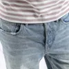Summer Selvage Denim Shorts Fashion Ripped Genou Longueur Jeans RedLine Haute Qualité 180085 210716