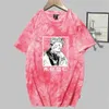 Jujutsu Kaisen Itadori Anime T-shirt Mode À Manches Courtes O-cou Casual Tie Dye Y0809