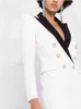 Elegantes Schwarz-Weiß-Hit-Farbanzug-Kragen-Kleid Ankunfts-Chic-Zweireiher-Charme-Tief-V-Frauen für den Frühling 211122