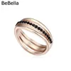 Обручальные кольца Bebella 4 Colors Geometric Crystal Rose Gold Кольцо для помолвки с подлинными чешскими девочками Рождественский подарок 6028839