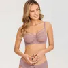 DoBREVA Kvinnors Olined Minimizer Lace Bra Plus Storlek Se igenom full täckning Bralette med underwire 210728