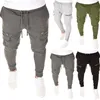 Joggers Erkekler için Jogging Pantolon Sweatpants Moda Zip Up Cepler Rahat Slim Fit Uzun Pantolon Spor 210715