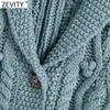 Zevity Frauen Mode Ball Applikationen Häkeln Twist Stricken Pullover Weibliche Ärmellose Casual Weste Chic Cardigans Tops S677 210603