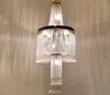 Modern crystal large chandelier luxury villa living room hollow cladding spiral staircase