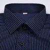 Żelazne regularne dopasowanie mężczyźni z długim rękawem Biznes Men Shirts Easy Care Striped / Plaid Dot Floral Topy dla mężczyzn 210708