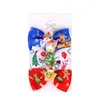 Baby Hair Clip Accessories Bow Happy Christmas Child Barrette 3pcs/set Xmas tree socks deer hat Print Girl Ins Ribbon Grosgrain M3744