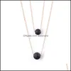 Pendant Necklaces & Pendants Jewelry Simple Design Double Layers Essential Oil Aromatherapy Nature Bead Lava Stone Diffuser Necklace Drop De