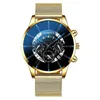 Wristwatches Luxury Mens Bracelet Watches Set Fashion Men Stainless Steel Mesh Belt Quartz Watch Business Casual Male Clock Relogi270V