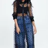 Casual Jurken Dames Mesh Sheer Transparant Polka Dot Lace Cover Up V-hals Button Down Maxi Jurk Seethrough Party Clubwear Strand7444963