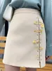 Patchwork pins asymmetrische dames rokken hoge taille pu lederen casual mini rok voor vrouwelijke mode kleding 210306