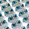 Bulk lots 30pcs blue eye owl vintage rings retro punk gothic rock women men cool biker party gifts jewelry2447878