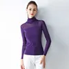 韓国の秋の女性Tシャツ女性タートルネック基本的なシャツトップスの固体長袖トッププラスサイズのメッシュ210531