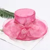 Wide Brim Hats Bucket Hats Fashion Ladies Dress Wedding Organza Hat Church Flower Hat Elegant Derby Hats Girls Wide Brim Sun Visors Races Cap Bridal Headband