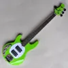 Linkshandig 4 snaren Groene lichaam Elektrische basgitaar met witte parel pickguard, palissander fretboard, actieve pickups, aanbieding aangepast