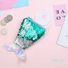 Designer- Womens Mermaid Sequins Small Wallets Zipper Coin Purses Card Holder Fashion Multi Pochette Princess Girls Shoulder Clutch Bag