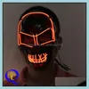 Świąteczny ogród domowy LED LED Horror Glow Scl Scl Fl Face Halloween Super Scary Party Masks Festival Cosplay Costume Materiend DBC Drop