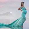 Maternity photography props Pregnancy Cloth Cotton+Chiffon Maternity Off Shoulder Half Circle Gown shooting photo pregnant dress
