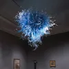 Modern azul pingente lâmpada mão soprada lustre de vidro iluminação para casamento sala de estar 40 polegadas lâmpadas de suspensão showroom casa nova casa villa arte decoração