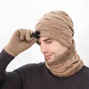 Winter Men Knit Beanie Hat with Neck Warmer Scarf Set 2-Piece Skull Cap Scarf with Fleece Lined ( no Golves ) Y21111