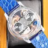 Astronomia Turbillon 18k Rosa Dragão Dragão Suíço Quartzo Mens Relógio Peça Peça Exclusivo Vidro Totalmente Transparente 3D Gravura de Couro Azul Super Edição Puretime01 D4