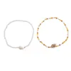 Bohemian style natural shell handmade rice beads conch Beaded Anklet beach two piece Anklet