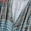 Tangada Frauen Chic Mode mit Gürtel Patchwork Gedruckt Midi Kleid Vintage V-ausschnitt Weibliche Kleider Vestidos Mujer BE99 210609