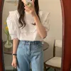 Women's Blouses & Shirts White Sailor Collar Office Lady Fashion Basic Loose Retro 2021 Vintage Girls Chic Women Casual Tops