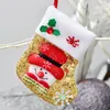 Bling Christmas Stockings Christmas Ornament Santa Snowman Figurine Sequin Small Gift Bag Knife Fork Cover Set For Home Party Dinner GGE1784