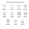 Juldekorationer Sublimation Blanks Personifierad prydnad Mode Hjärtformad Keramisk Xmas Pendants 20PCS HH21-658