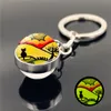 Cartoon Cat Glass Ball Keychain Glow in the Dark Keychain Pendants Key Holder Bag hänger Fashion Jewelry Will och Sandy