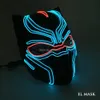 Accessori per costumi Puntelli decorativi per travestimenti Pantera nera Cosplay Neon Light Up EL Wire Mask Maschera luminosa per supereroi Maschera LED