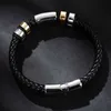 High Quality Alloy Classic Style Simulation Building Shape Luxury Leather Bracelets for Men Q0719