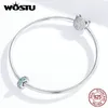 Wostu 100% 925 Sterling Silver Bicolor Zirconia Stoppar Silikon Spacer Pärlor Fit Original Armband Bangle DIY Smycken CTC119 Q0531