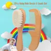 Natural Pure Wool Soft Baby Brush Wooden Handle Brush Baby Hair Comb Infant Comb Head Head Massager Hairbrush Baby Care