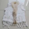 Sprzedaż Kobiety Prawdziwy Królik Futro Kamizelka Kamizelka Dzianiny Jakość Oryginalna Gilet Raccoon Collar Waistcoat 211220