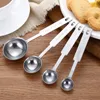 4pcs Stainless Steel Measuring Spoon Tea Cooking Baking Measure Scoop Cup Kitchen Coffee Tools DH8677