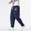2021 Chinese Style Embroidery Casual Plus Size Male Harem Pants Buckle Turnip Pants Loose Trousers Beam Pants X0723